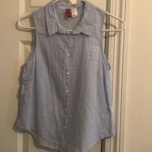 H&M Sleeveless Blue Button Up Shirt